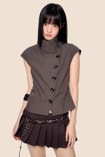 Retro kariertes Sommerbluse