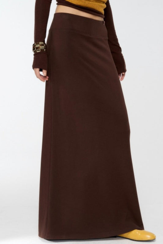 Brown Knit Relaxed Skirt