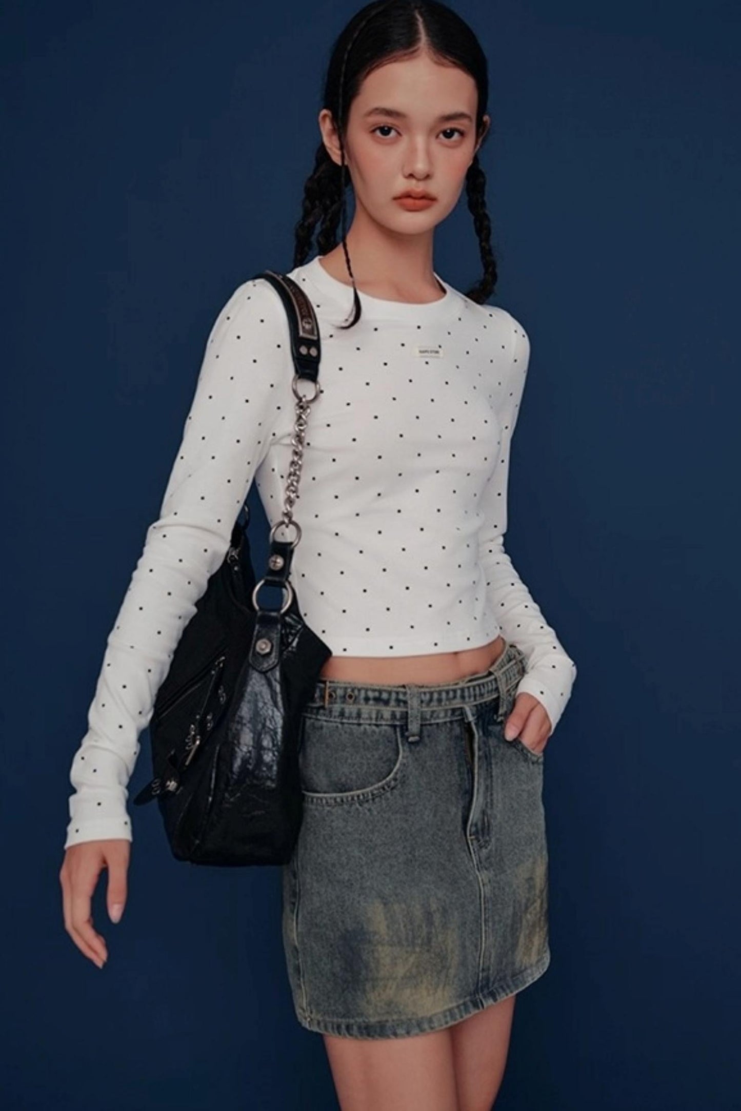 Distressed Denim Skirt