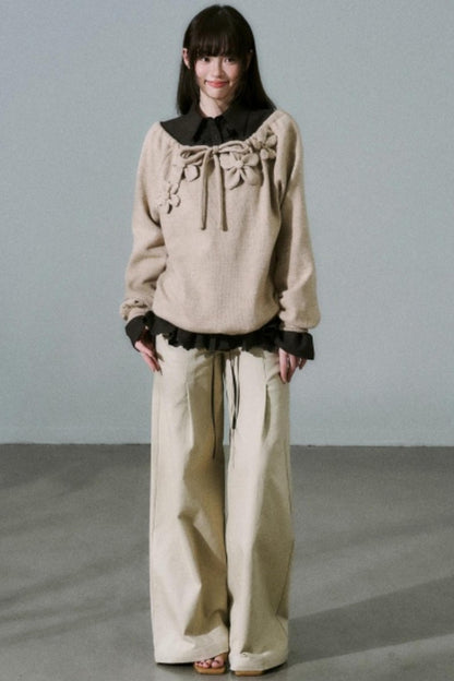 Handmade Floral Knit Sweatshirt