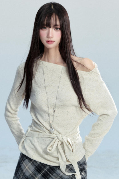 Slanted Shoulder Knit Shirt