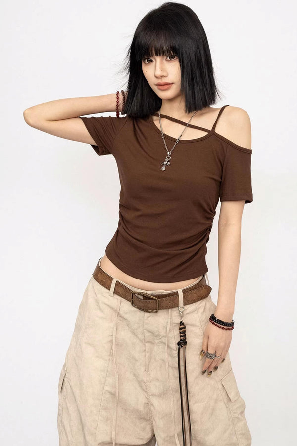 Black Off-Shoulder Slim Top