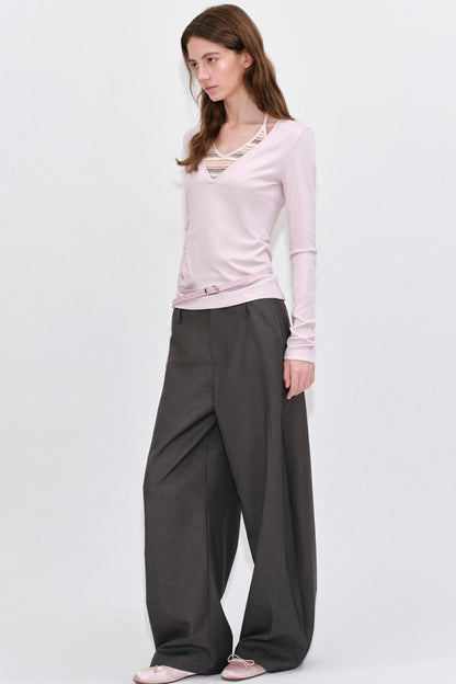 Low-Saturation Striped Layered Top