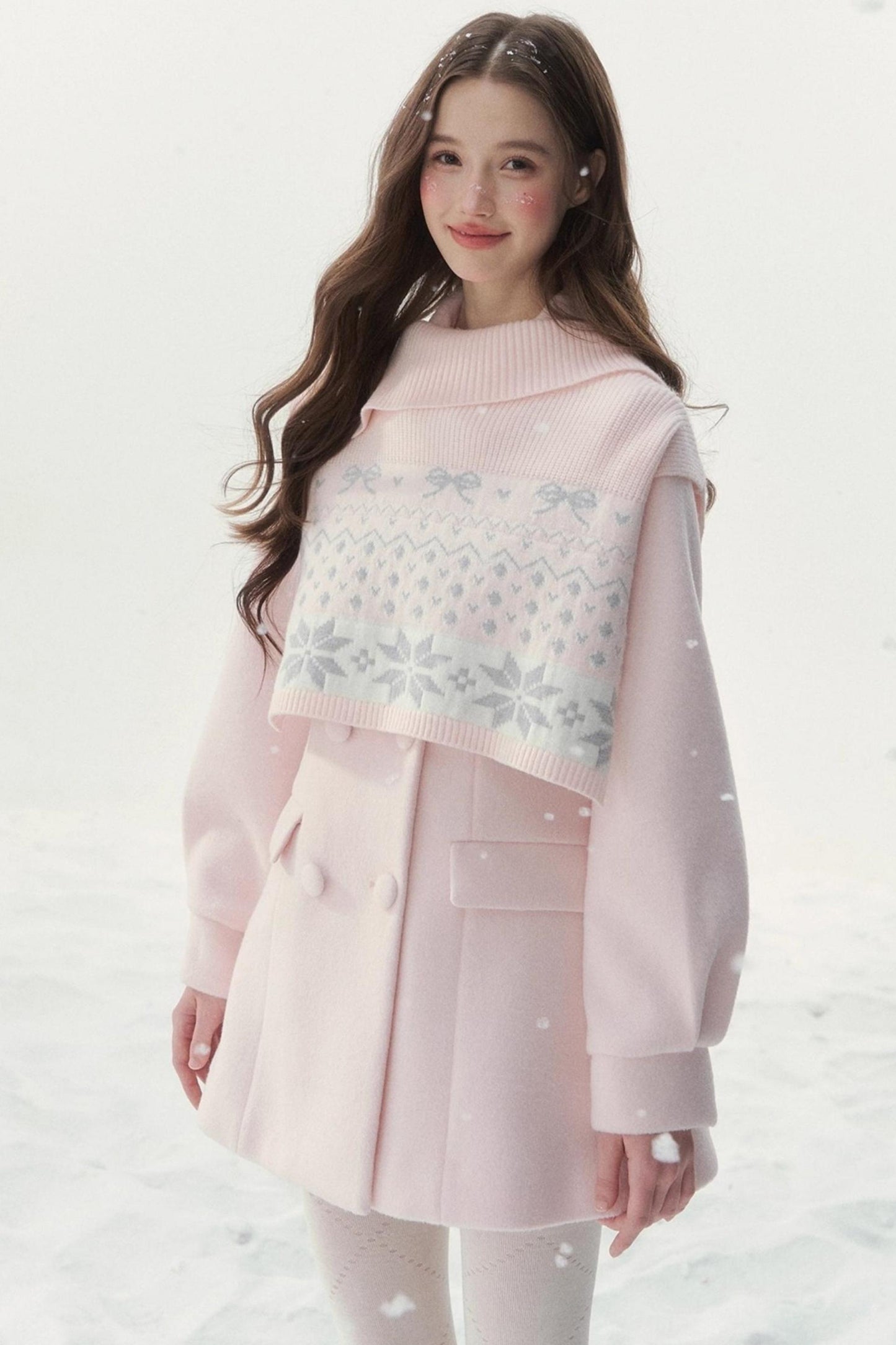 Double-Breasted Fur Collar Coat Set-Up