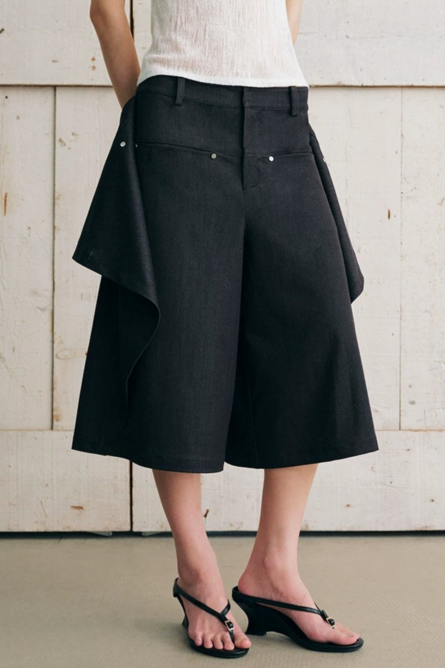 Asymmetrical Overlap Fake Two-Piece Shorts