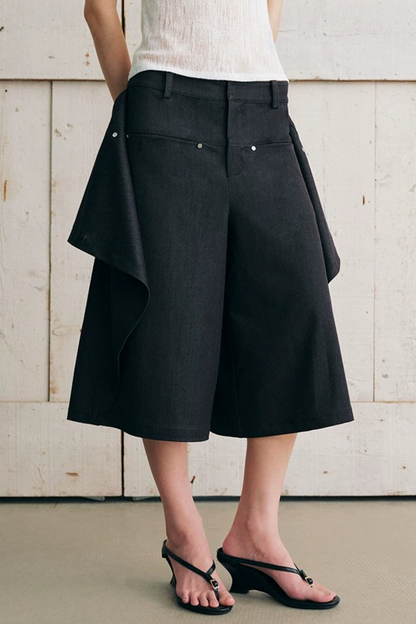 Asymmetrical Overlap Fake Two-Piece Shorts