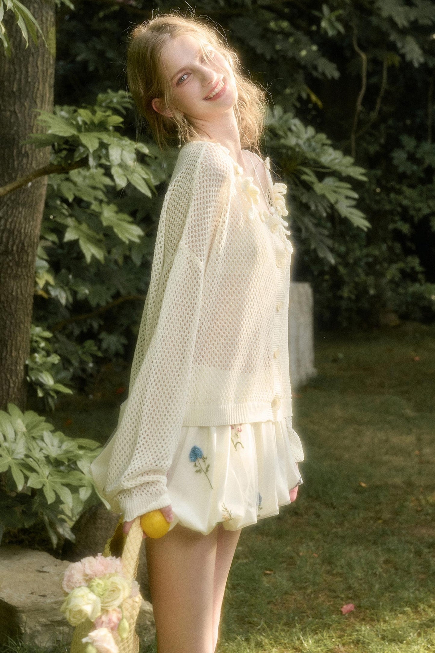 Galaxy Ice Silk Hollow Cardigan