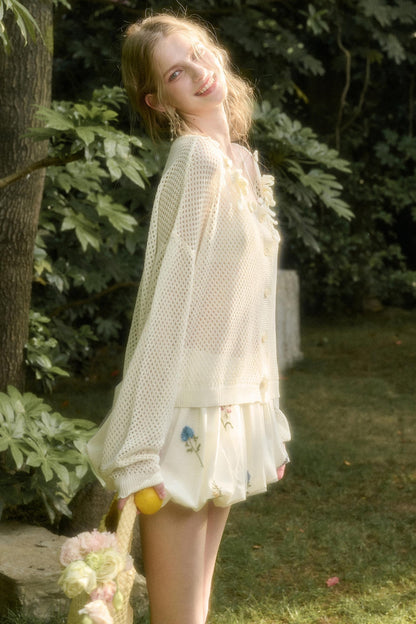 Galaxy Ice Silk Hollow Cardigan