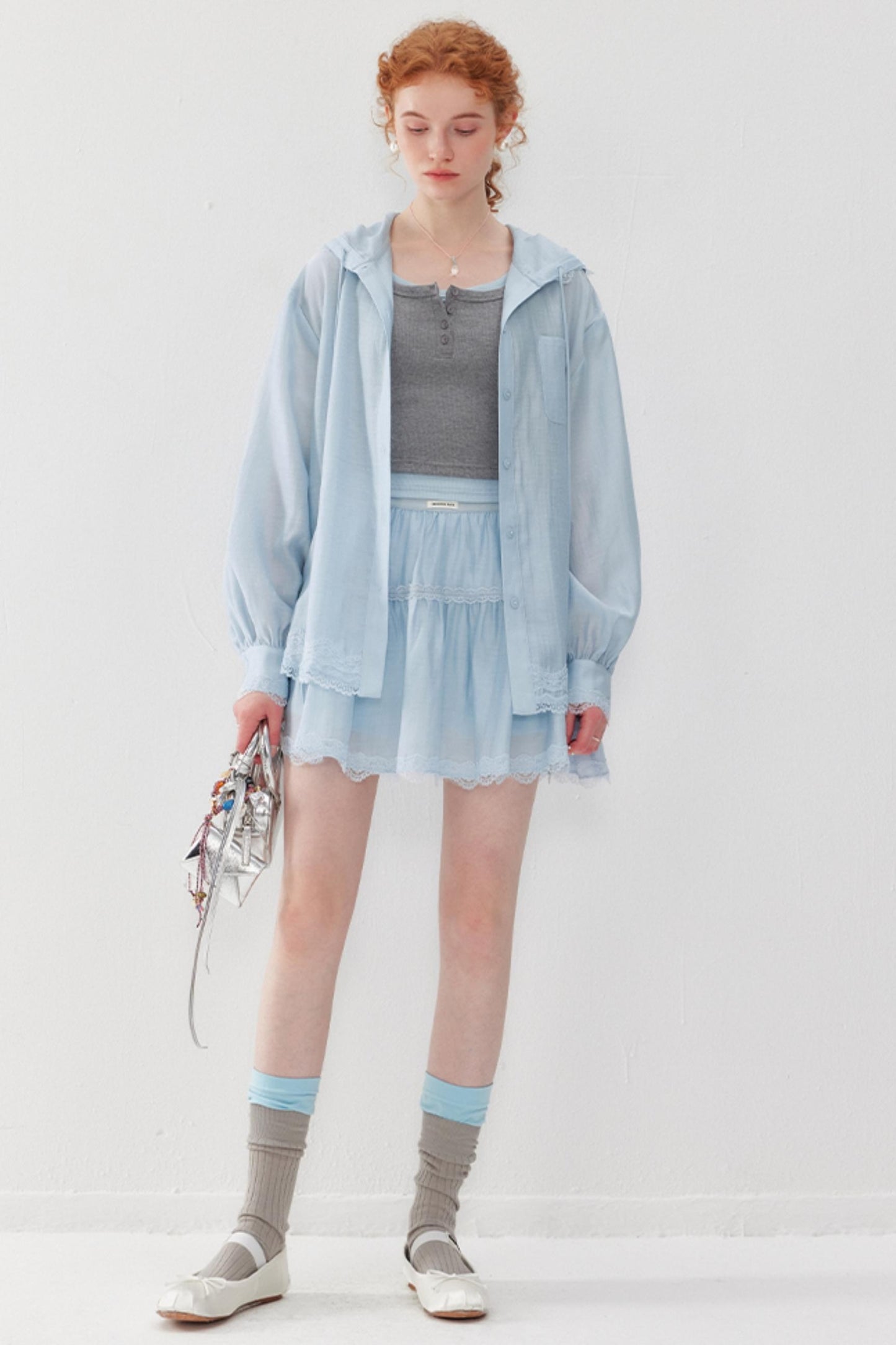 Misty Blue Hoodie Skirt Set-Up
