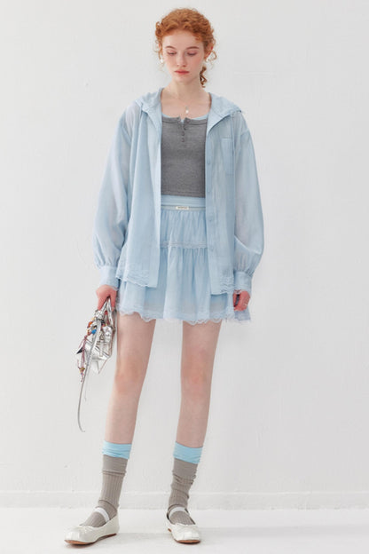Misty Blue Hoodie Skirt Set-Up