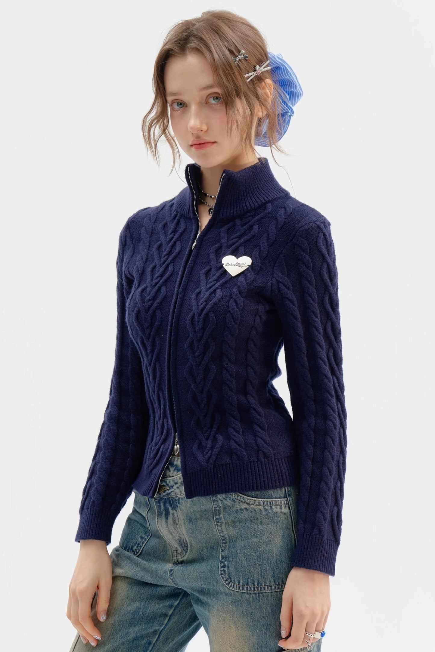 Dark Blue Slim Sweater Top