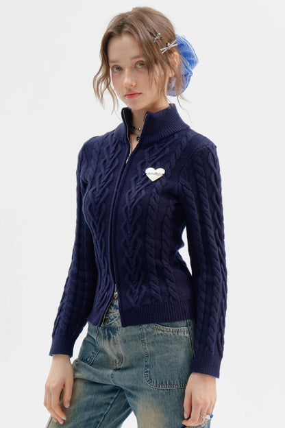 Dark Blue Slim Sweater Top