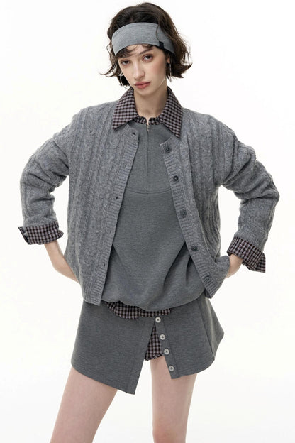Patchwork Pullover Sweatshirt Set-Up