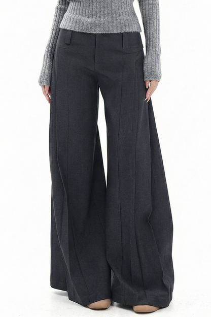 Korean Black Wide-Leg Pants
