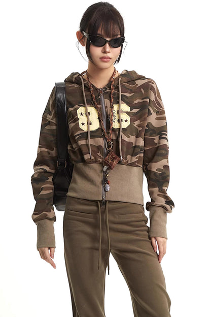 Retro Camouflage Hooded Jacket