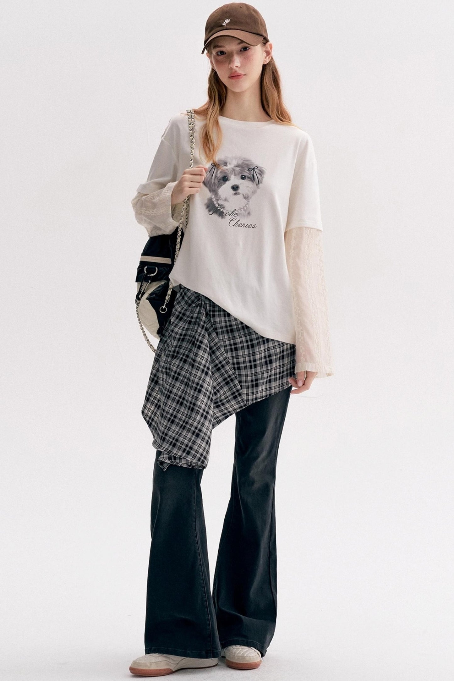 Casual Layered Real Two Plaid Jeans