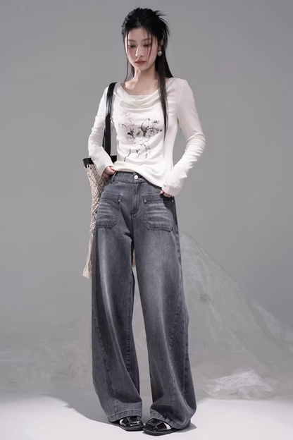 Ink Gray Washed Jeans