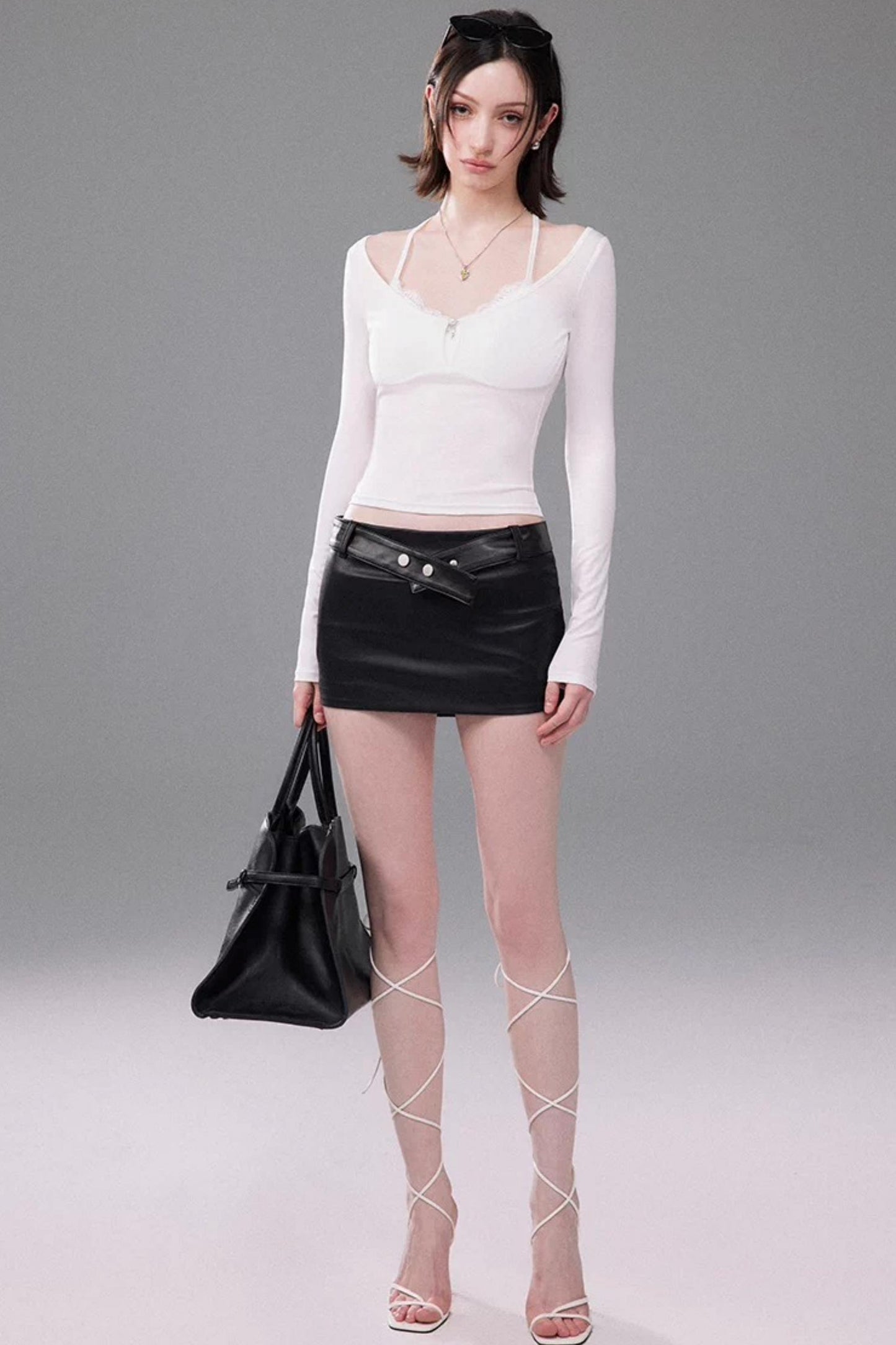 Lace V-Neck Two-Piece Top