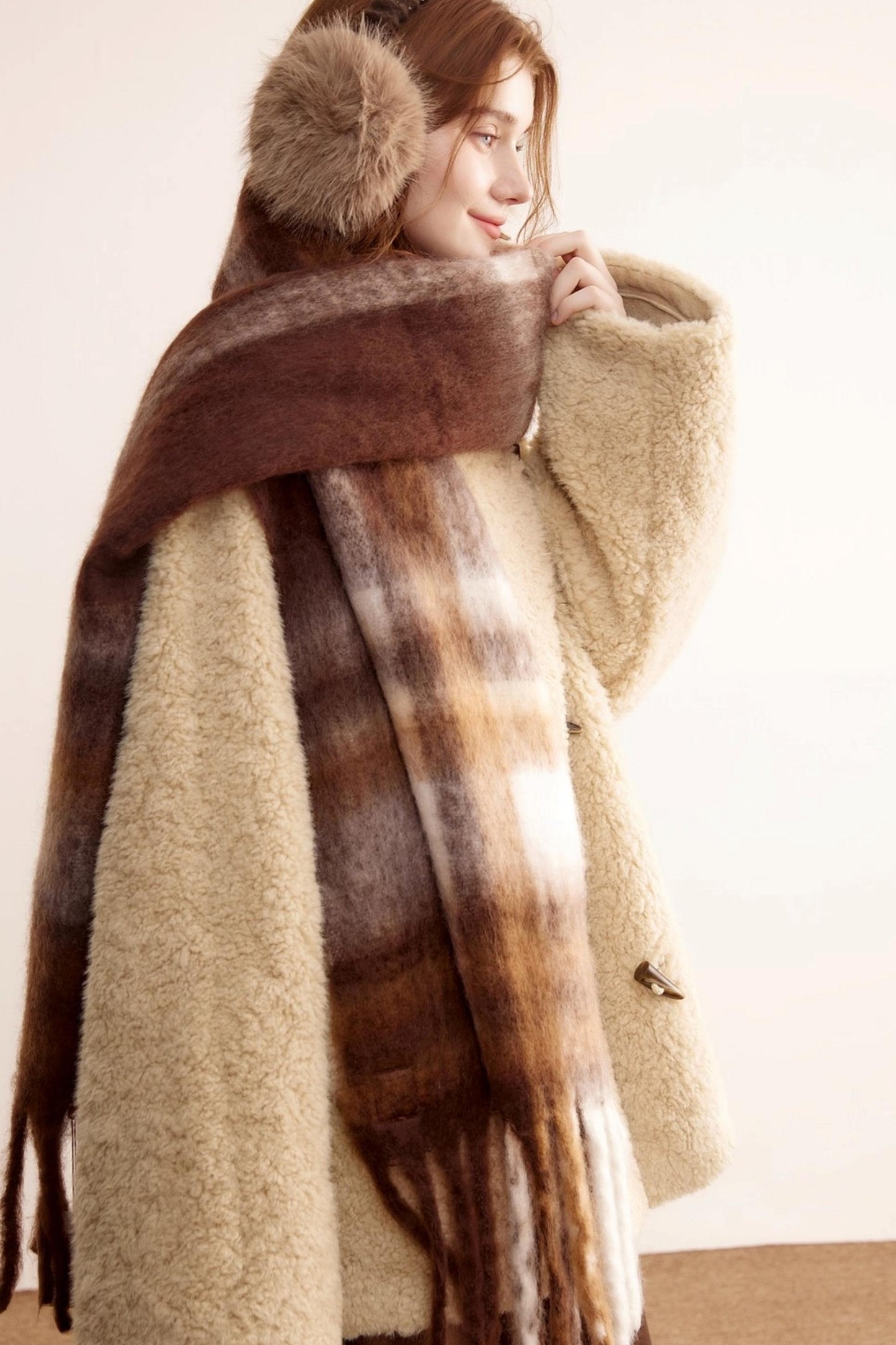 Stand-Up Collar Faux Shearling Coat