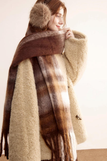 Stand-Up Collar Faux Shearling Coat