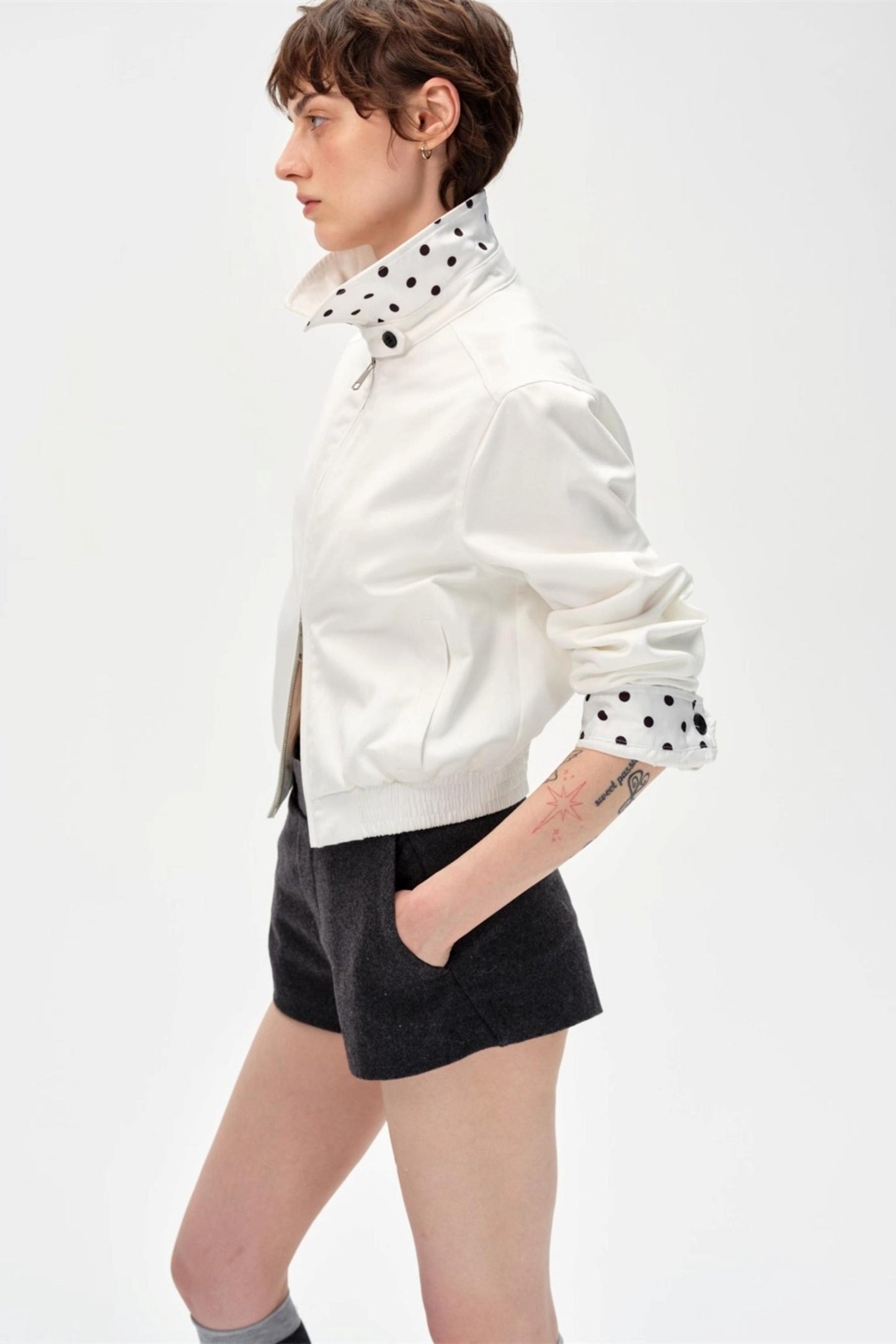 Vintage Contrast Polka Dot Jacket