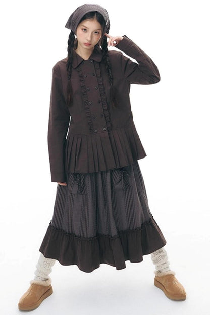 Patchwork Ruffled Umbrella Skirt