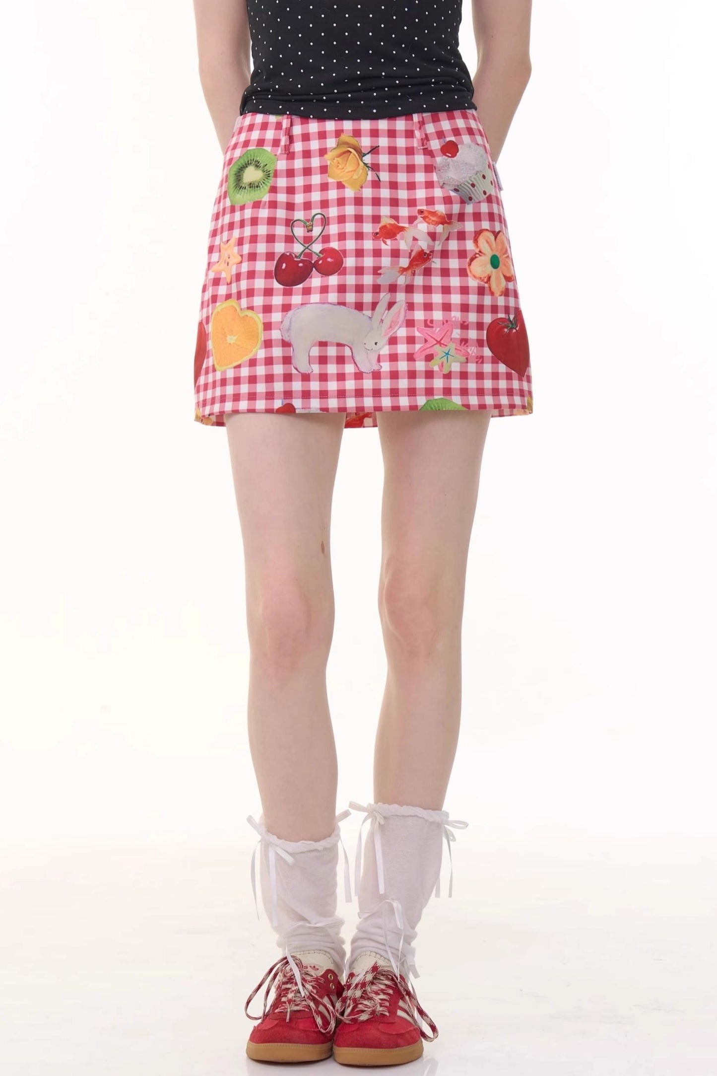 Summer Fruit High-Waisted Skirt