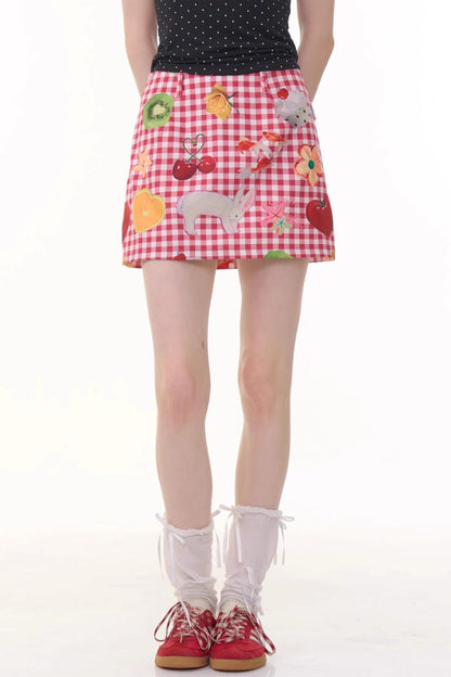 Summer Fruit High-Waisted Skirt