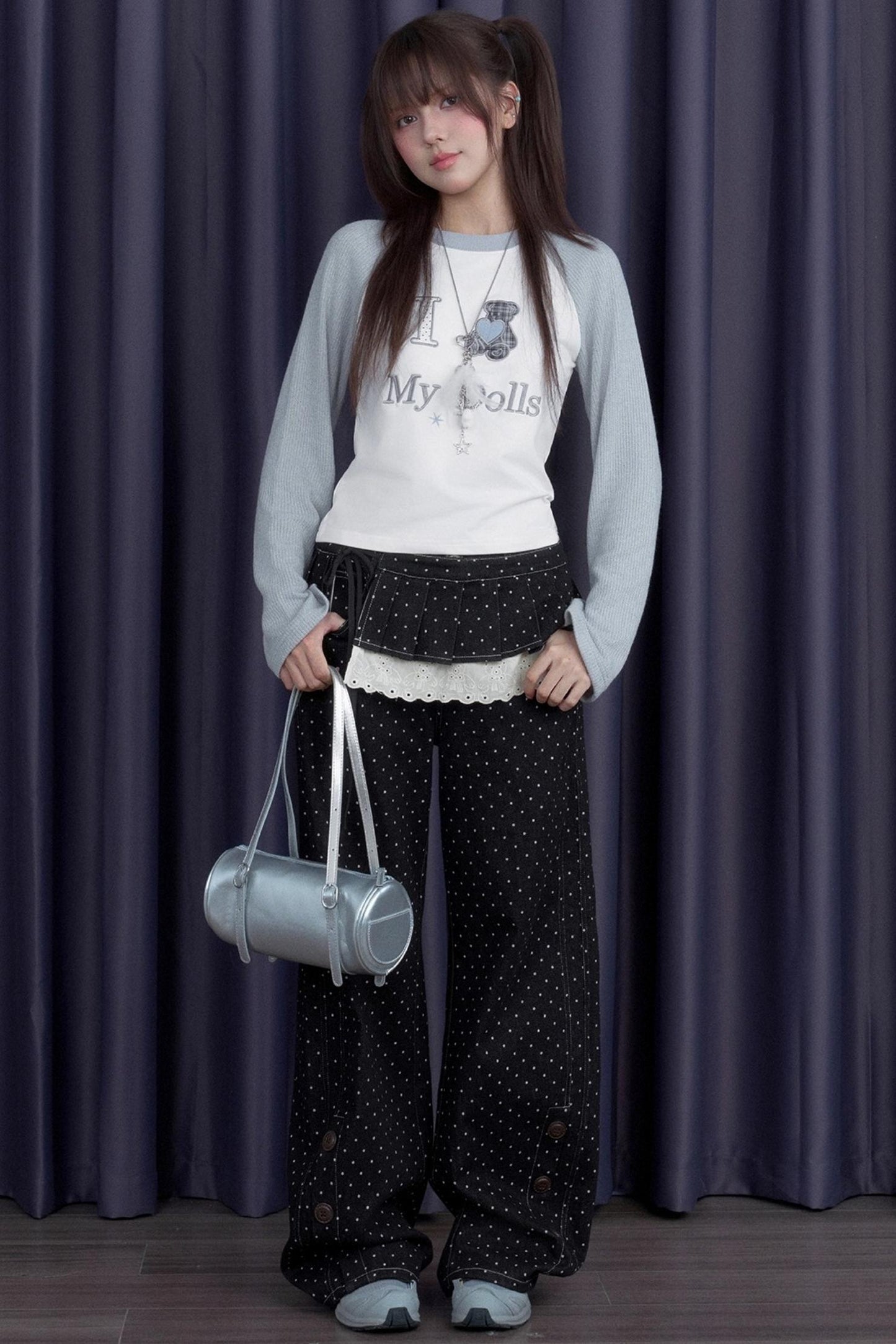 Sweet Patchwork Knitted Raglan T-shirt