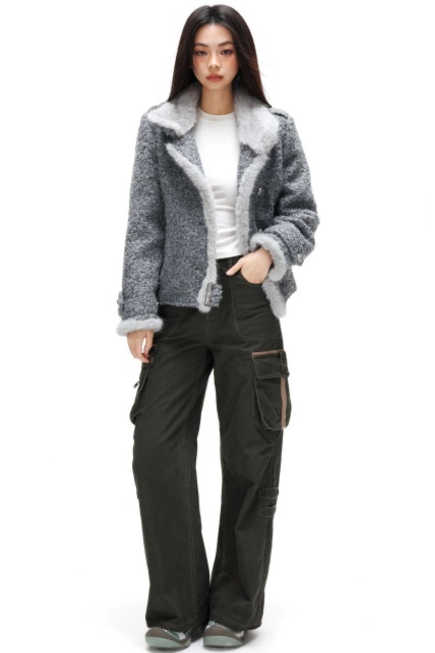 Retro Plush Patchwork Woolen Coat