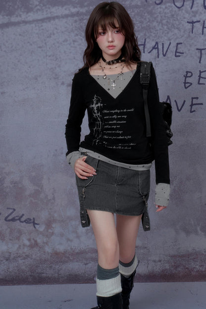 Gothic Hooded Black T-Shirt