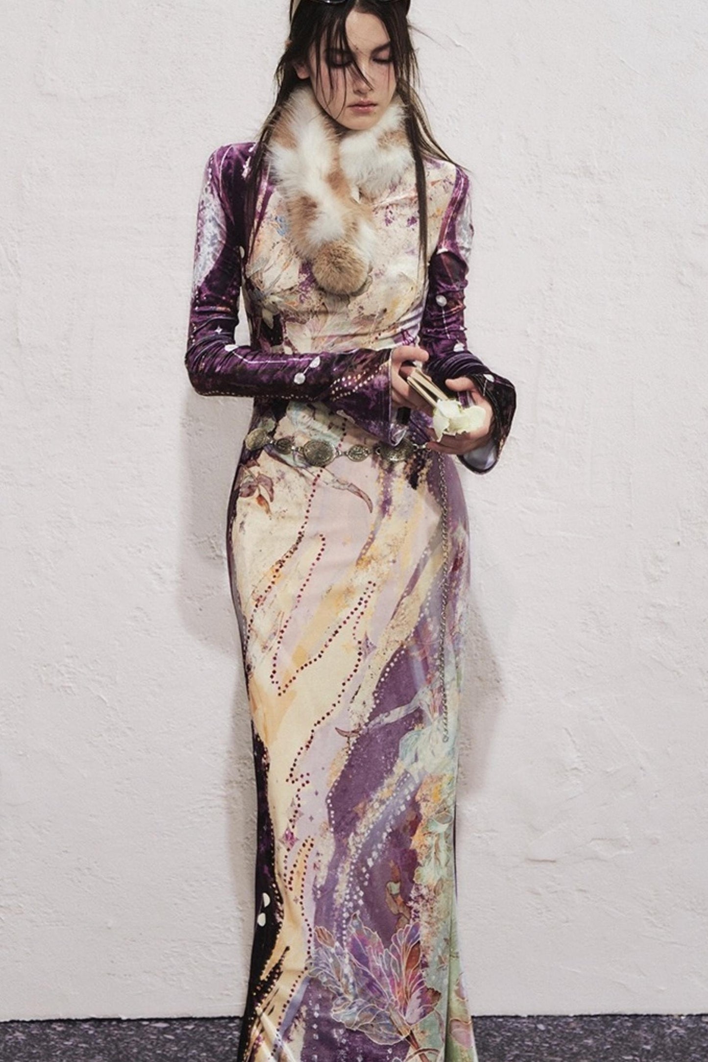 Multi-Colored Fur Ball Scarf