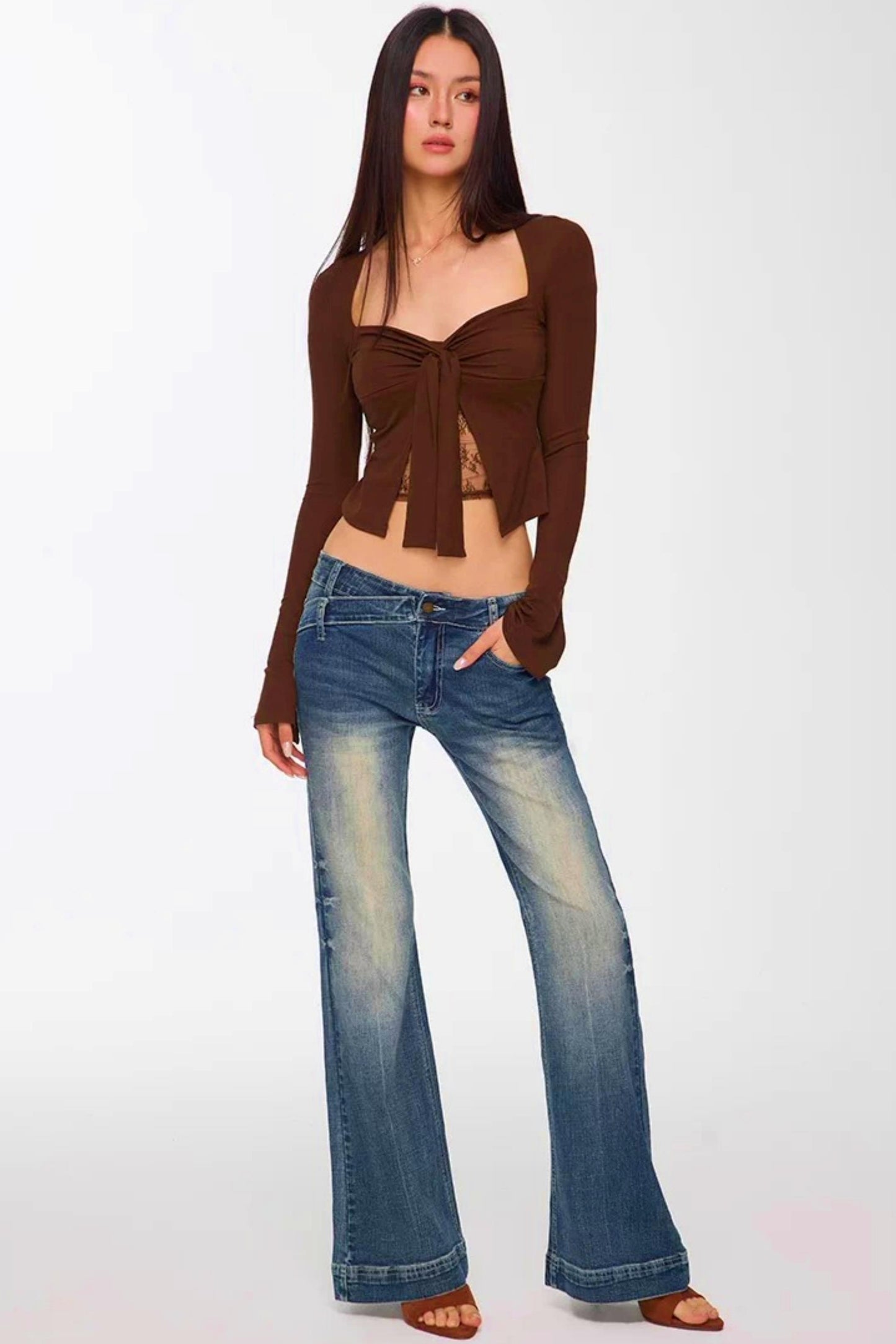 Lace Patchwork Bell Sleeve Top