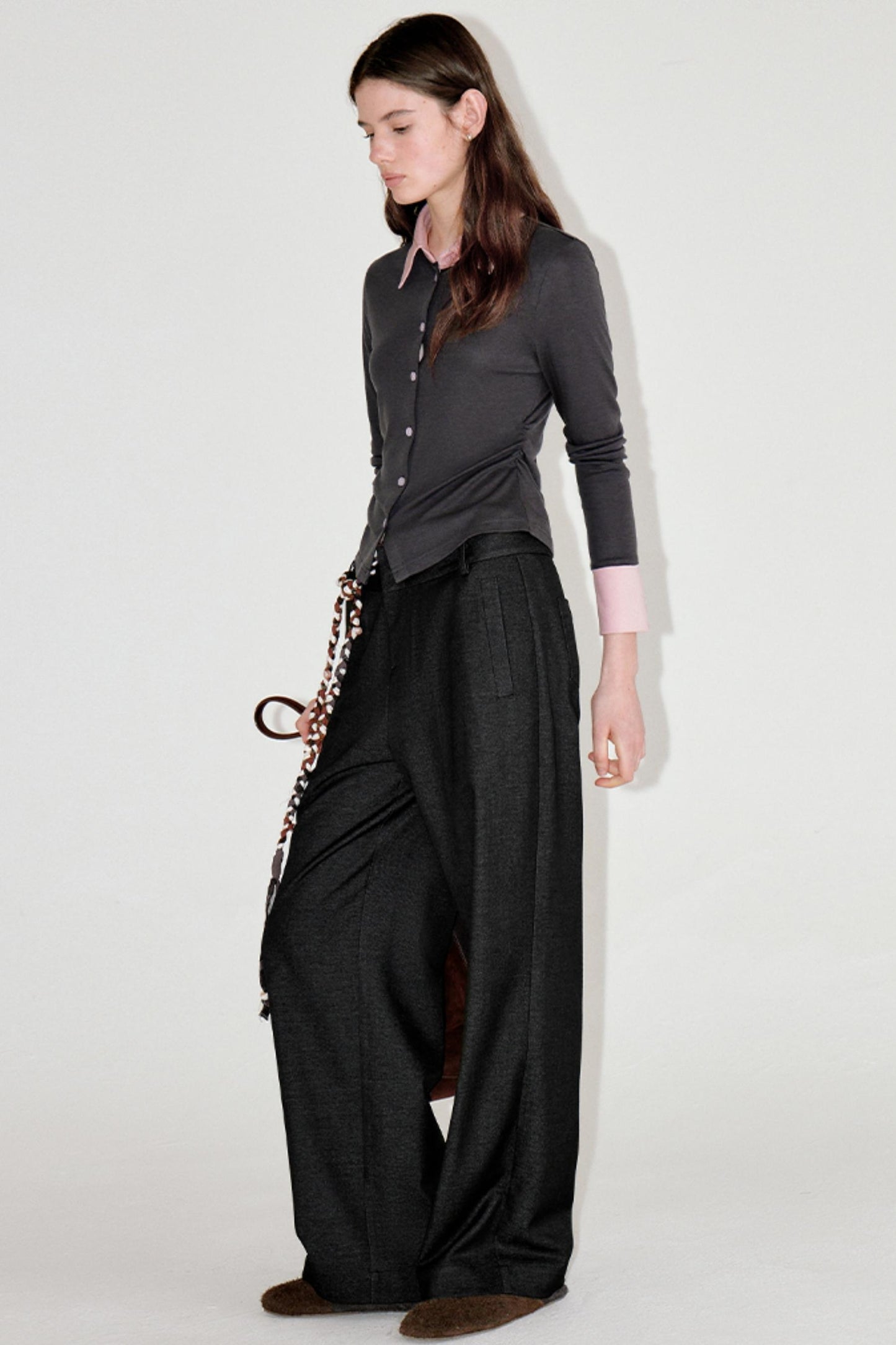 Sophisticated Double-Waistband Suit Pants