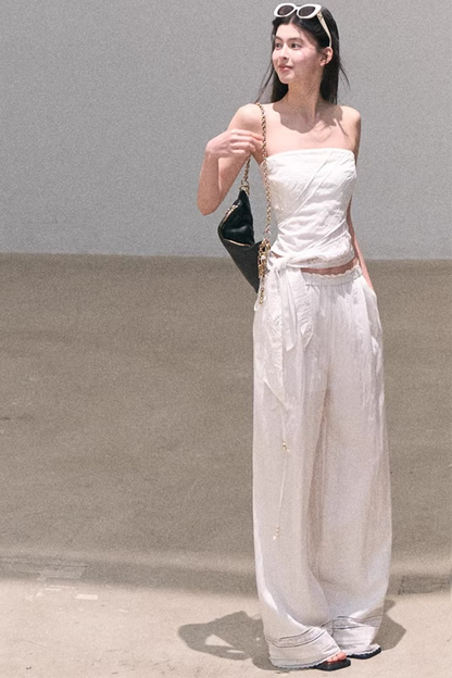 Lyocell Linen Hollow-Out Matching Set