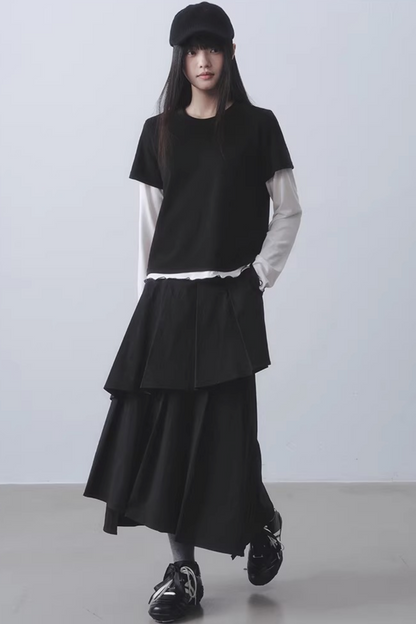 Double-Layered Pleated Skirt