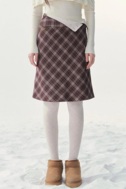 Vintage Plaid Midi Skirt