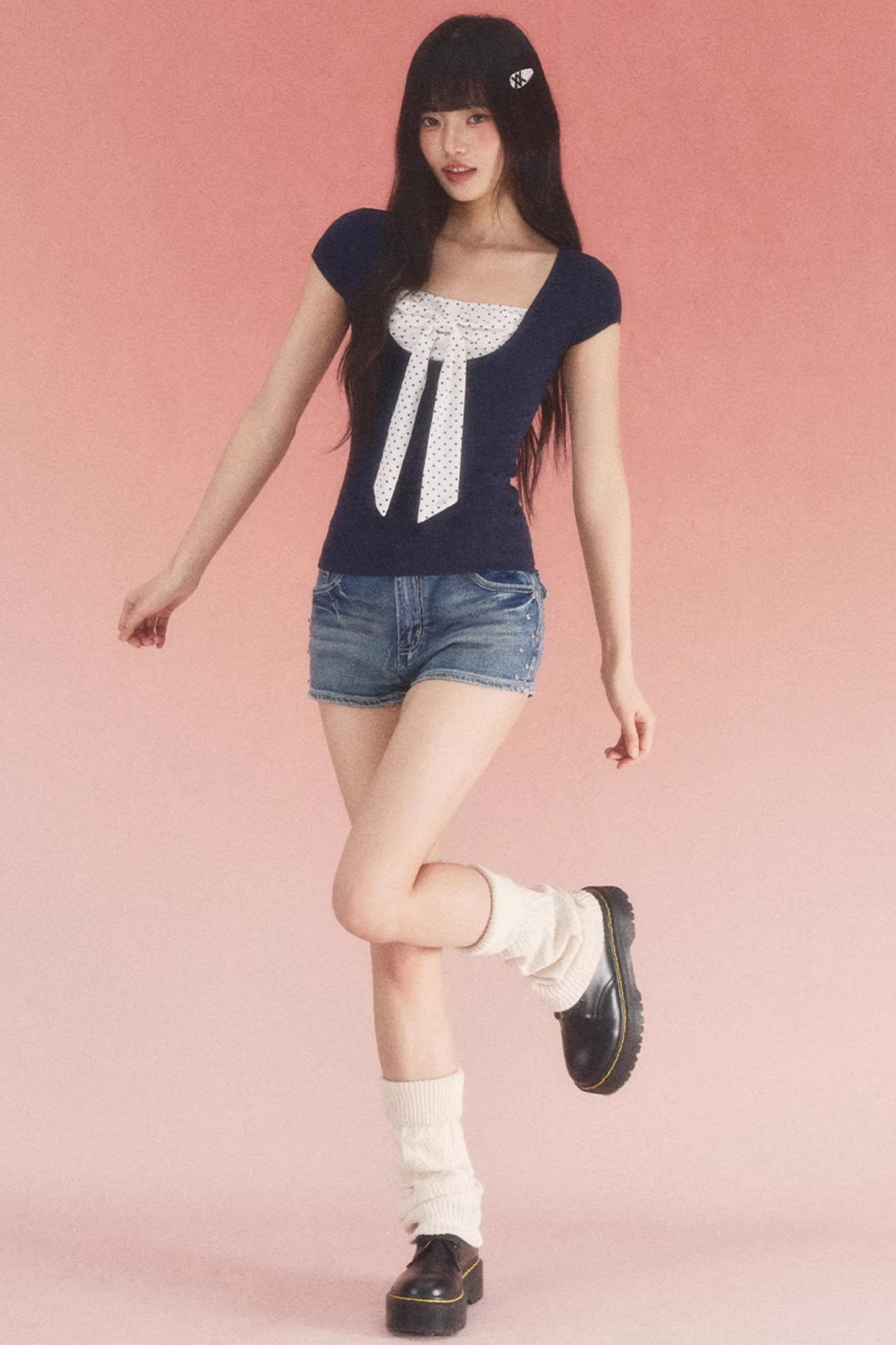 Color-Blocked Polka Dot Top