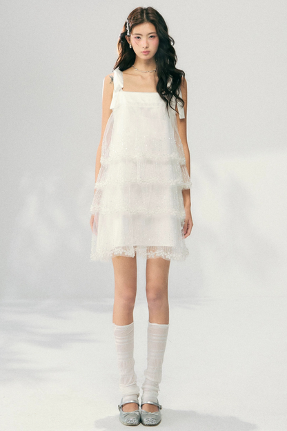 Besticktes Tüll-Stufenkleid im Fairy-Stil