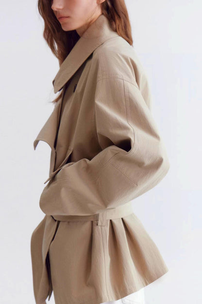 Double-Breasted Lace-Up Trench Coat