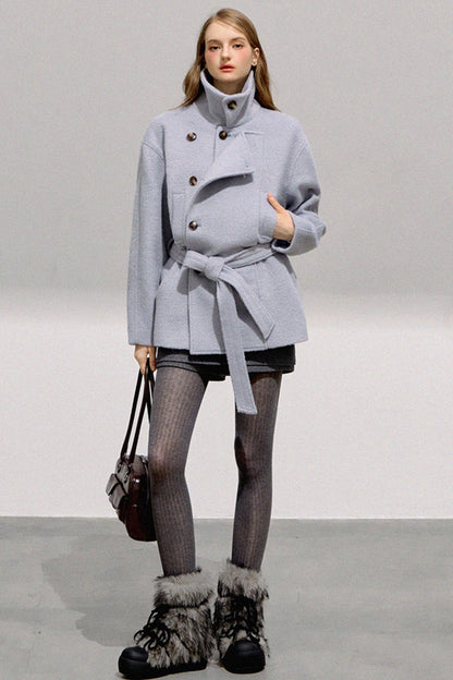 Mint Double-Breasted Wool Coat