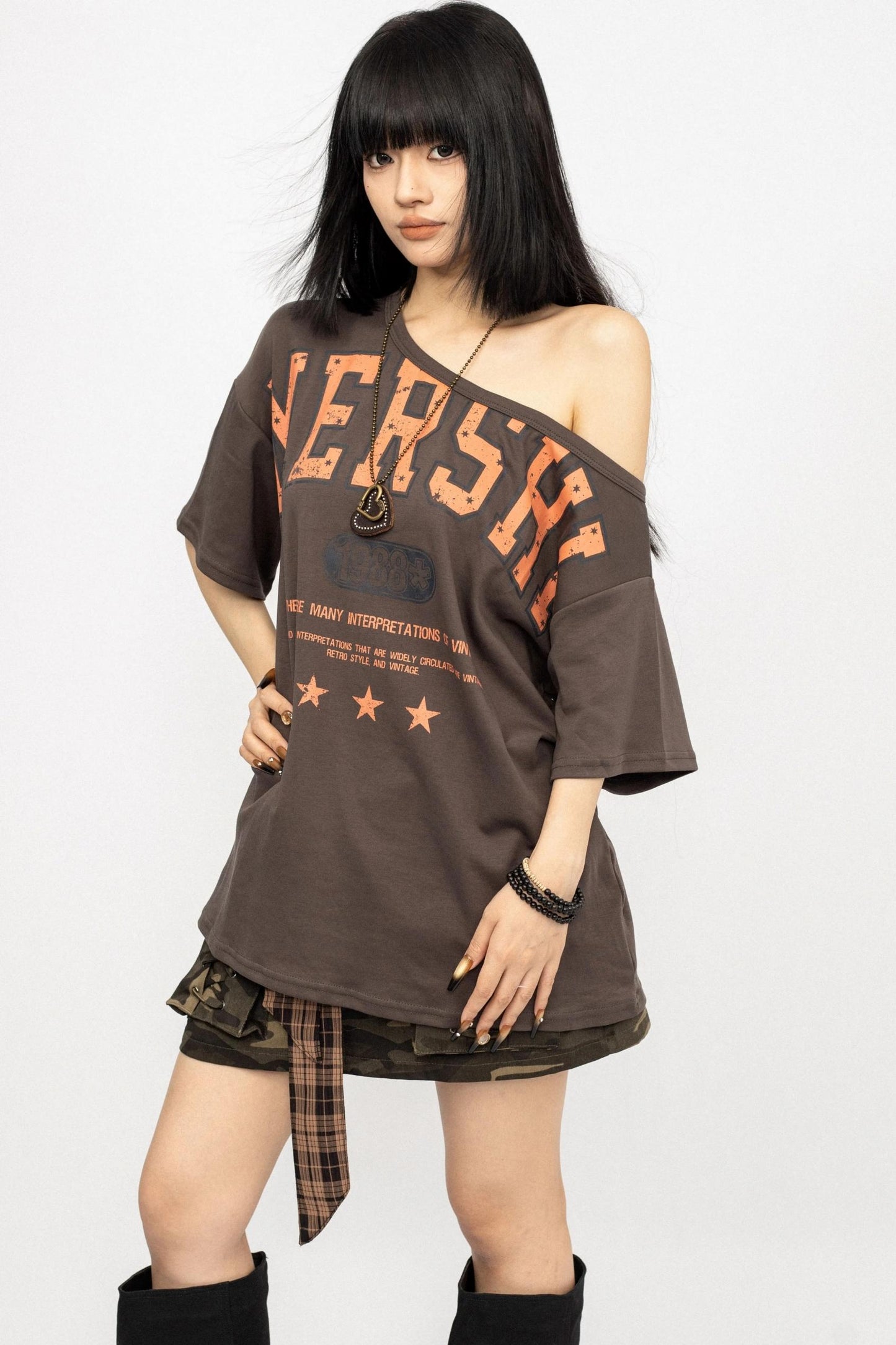 American Babes Alphabet Print Short Sleeve T-Shirt