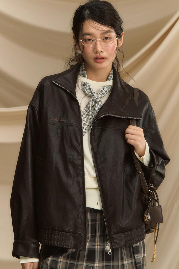 Ultra-Soft Vintage Brown Leather Womens Flight Jacket