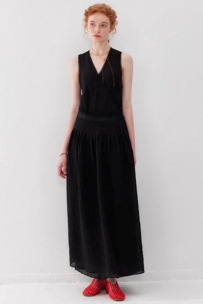 French Lace-Up Maxi Dress