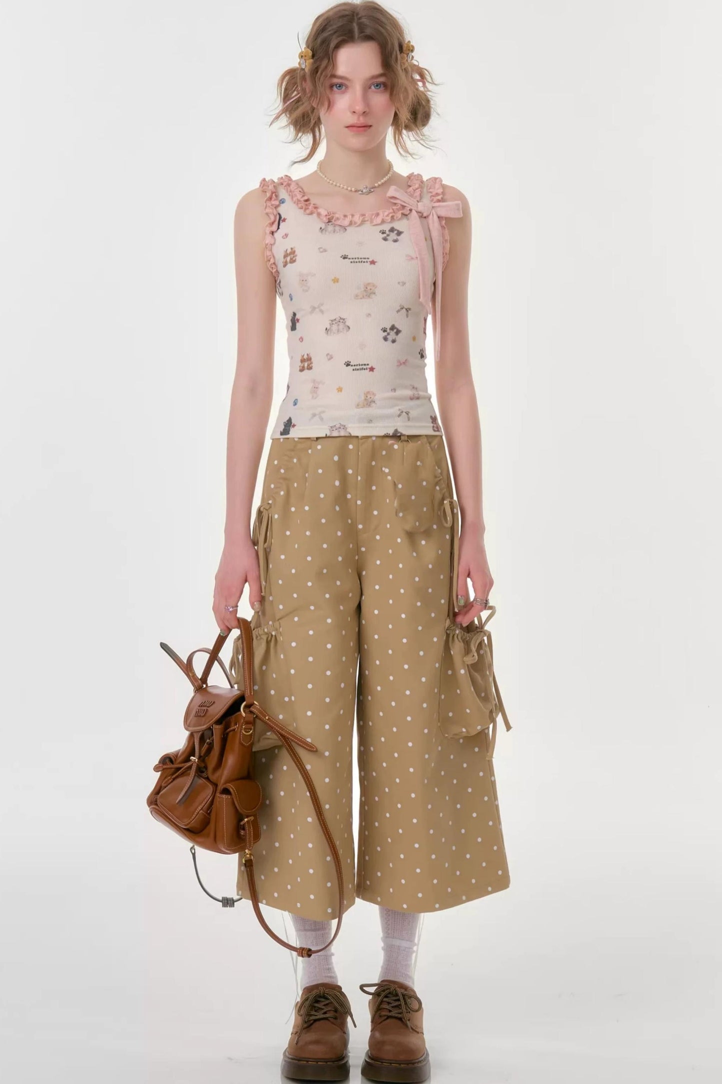 Playful Apricot Ruffled Camisole