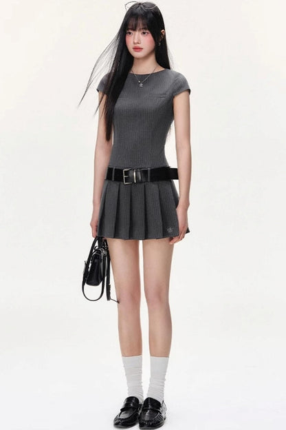 Pleated Sleeves Dress