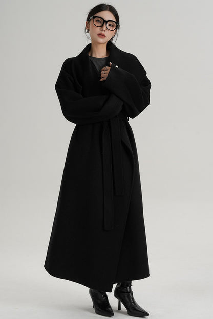 Large Lapel Long Wool Coat