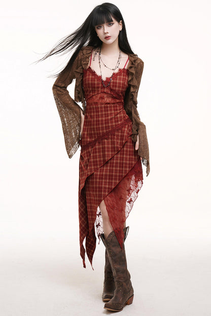 Pink Plaid Halter Dress