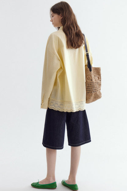 Embroidered Lace Hem Shirt