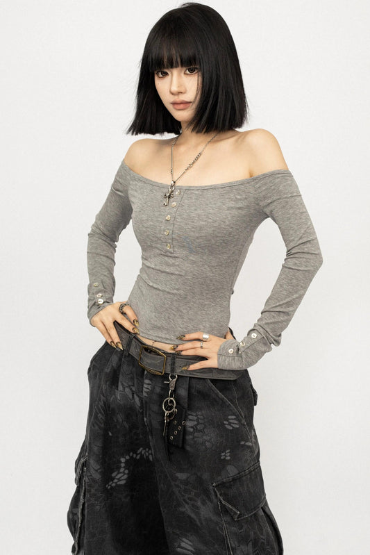 오프숄더 블랙 탑